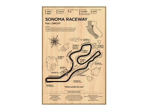 Sonoma Raceway (Infineon) Wood Mural